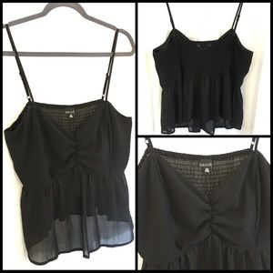 2X Black Crop Babydoll Top